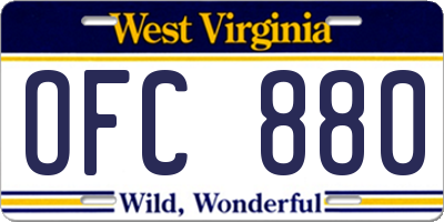 WV license plate OFC880