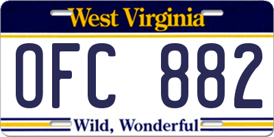 WV license plate OFC882
