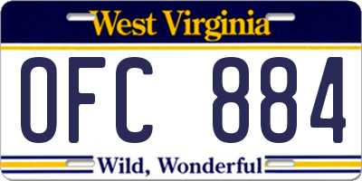 WV license plate OFC884
