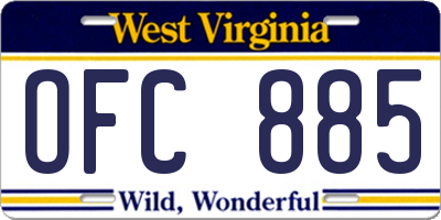 WV license plate OFC885