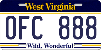 WV license plate OFC888