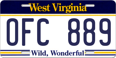 WV license plate OFC889