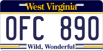 WV license plate OFC890