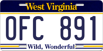 WV license plate OFC891