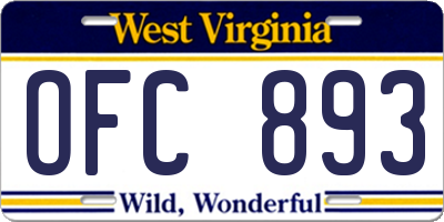 WV license plate OFC893