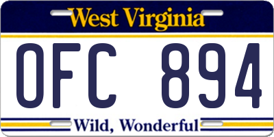 WV license plate OFC894
