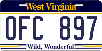 WV license plate OFC897