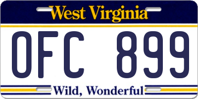 WV license plate OFC899