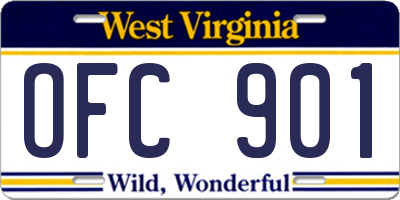 WV license plate OFC901