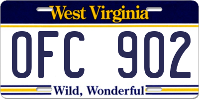 WV license plate OFC902