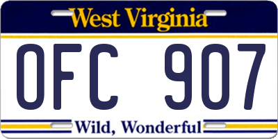 WV license plate OFC907