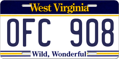 WV license plate OFC908
