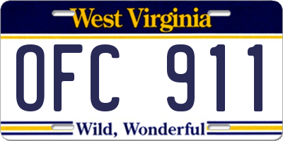 WV license plate OFC911