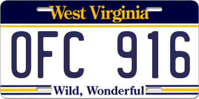 WV license plate OFC916