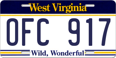 WV license plate OFC917