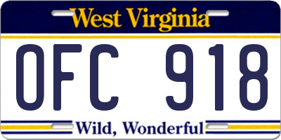 WV license plate OFC918