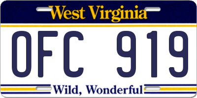 WV license plate OFC919