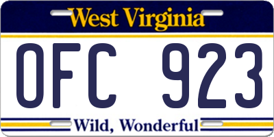 WV license plate OFC923