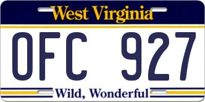 WV license plate OFC927