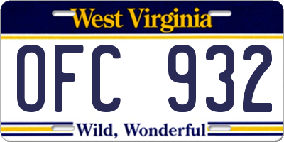 WV license plate OFC932