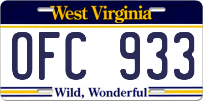 WV license plate OFC933