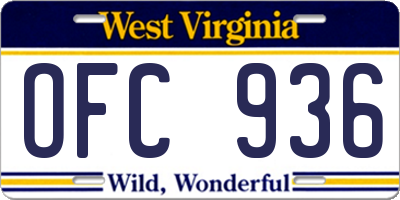 WV license plate OFC936