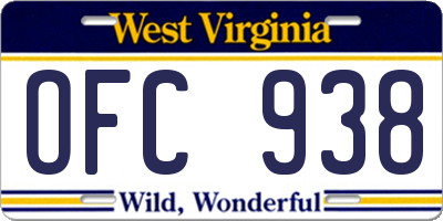 WV license plate OFC938