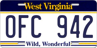 WV license plate OFC942