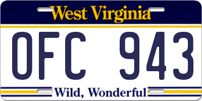 WV license plate OFC943