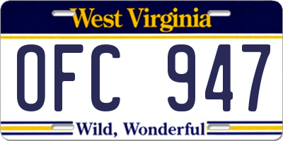 WV license plate OFC947