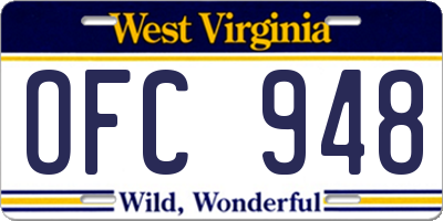 WV license plate OFC948
