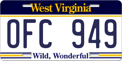 WV license plate OFC949