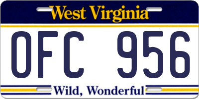 WV license plate OFC956