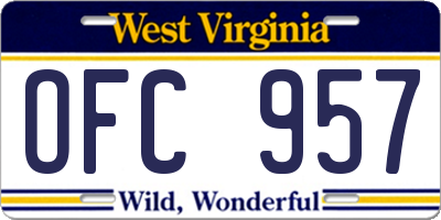 WV license plate OFC957