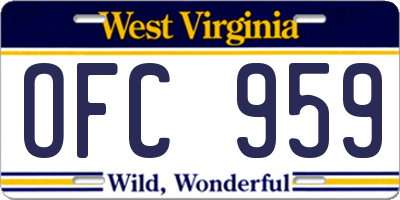 WV license plate OFC959