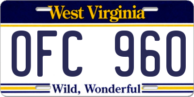 WV license plate OFC960