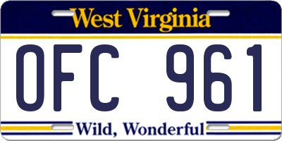 WV license plate OFC961