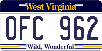 WV license plate OFC962