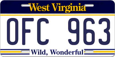 WV license plate OFC963