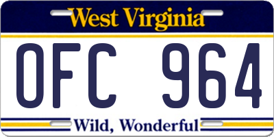 WV license plate OFC964