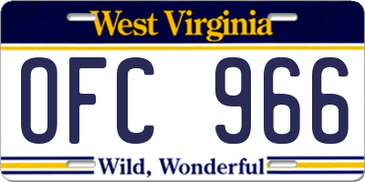 WV license plate OFC966