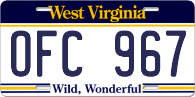 WV license plate OFC967