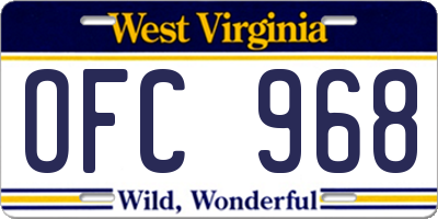 WV license plate OFC968