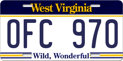 WV license plate OFC970