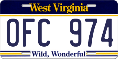 WV license plate OFC974