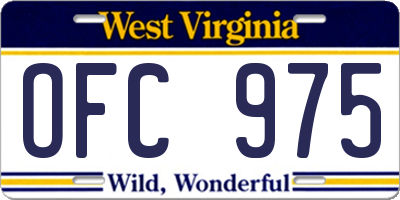 WV license plate OFC975