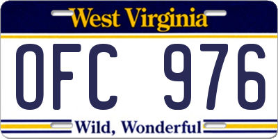 WV license plate OFC976