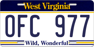 WV license plate OFC977