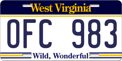 WV license plate OFC983