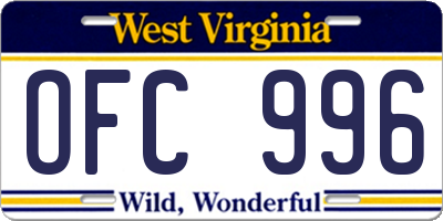 WV license plate OFC996